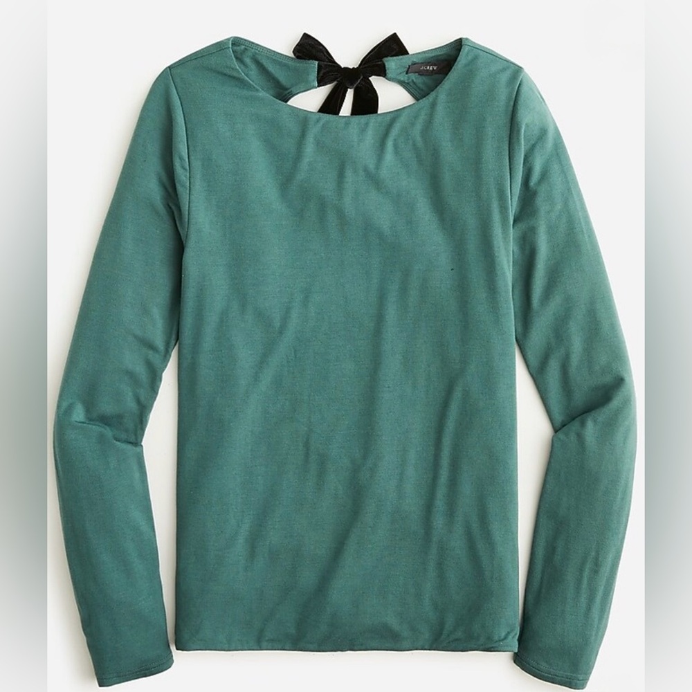 J.Crew FormKnit long-sleeve open-back top with bow